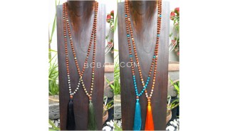 4color radraksha beads tassels necklace with glass beads